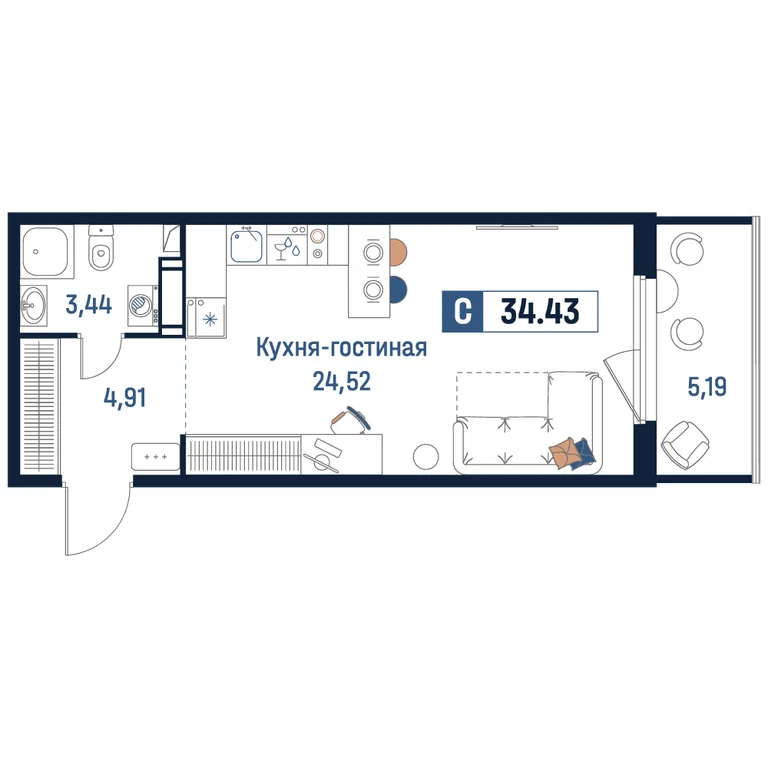 Планировка: Студия