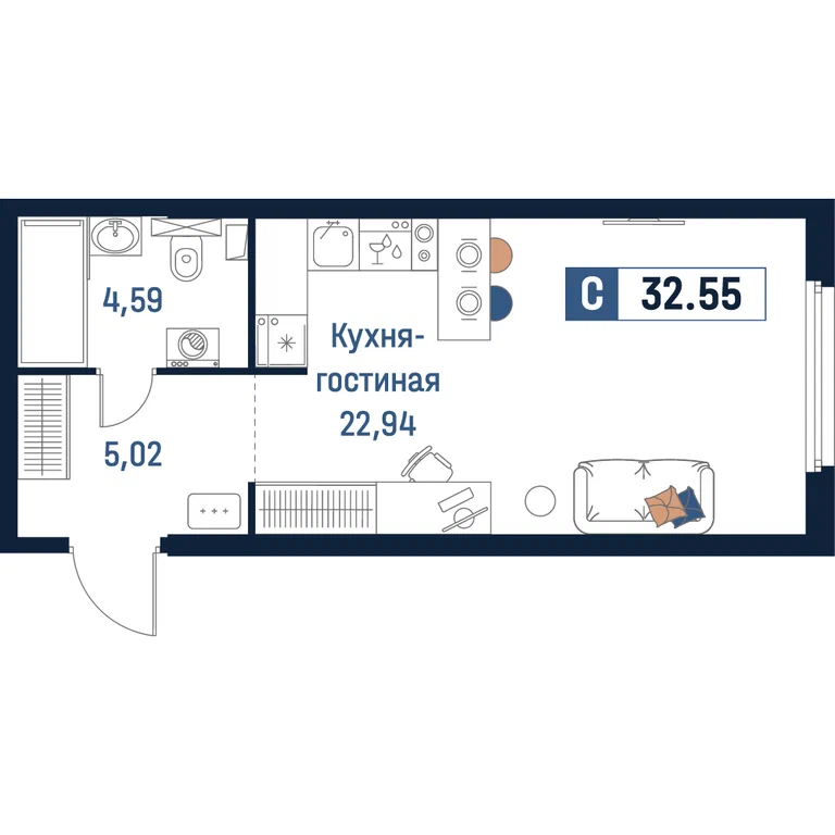 Планировка: Студия